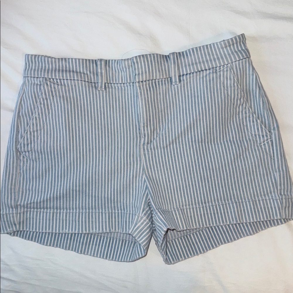 Loft Blue and White Striped Shorts